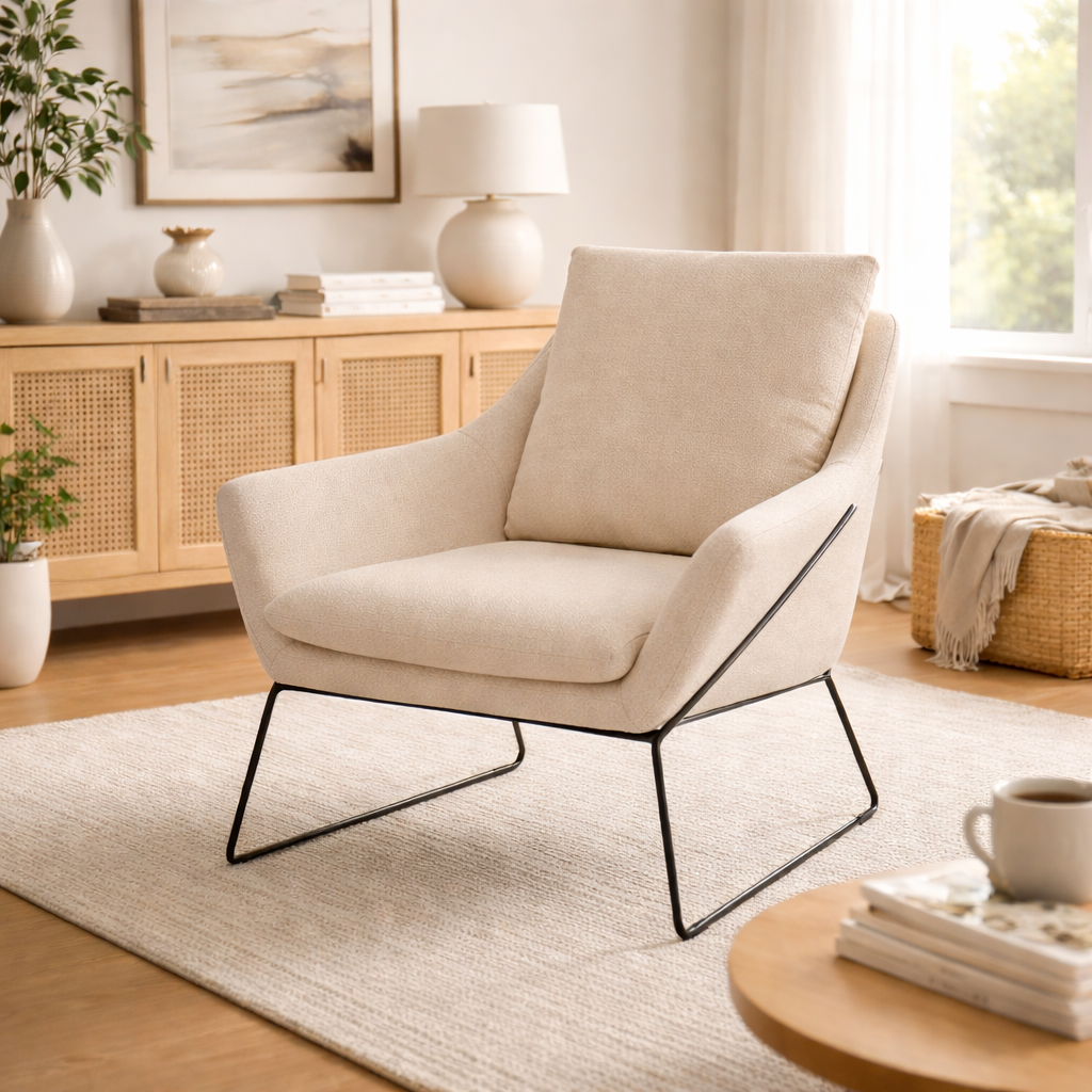 Luna Fabric Armchair -Modern Accent Chair