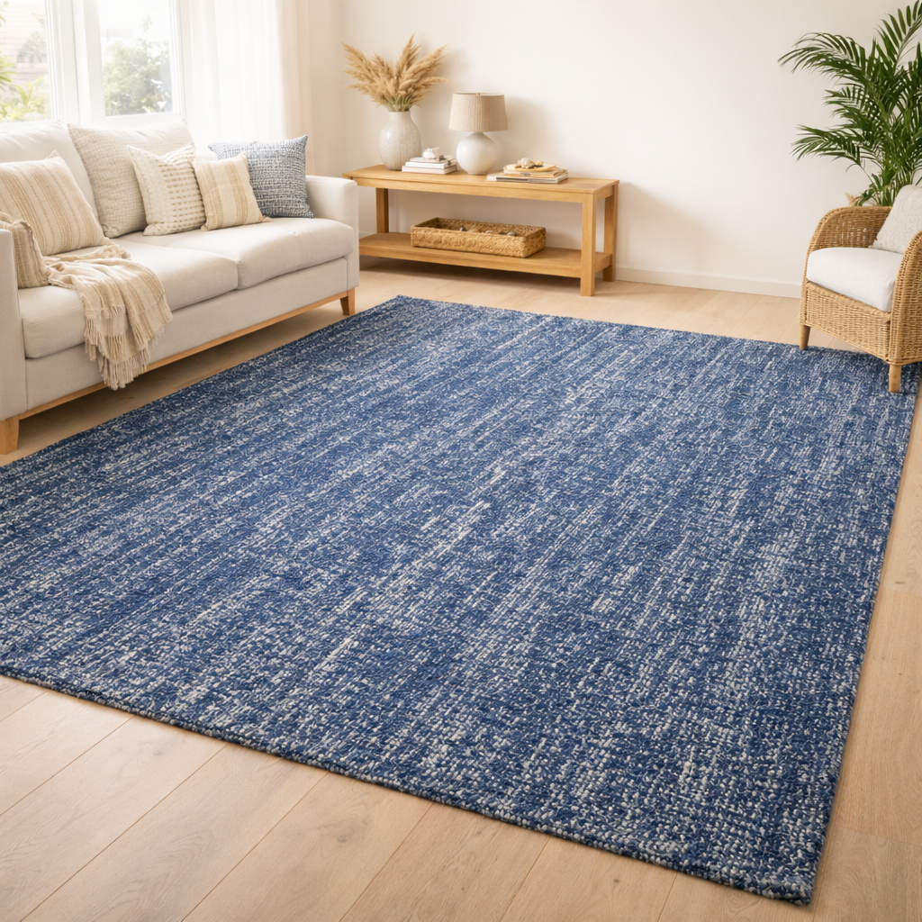 Coastal Texture Rug -Blue Mohair Look