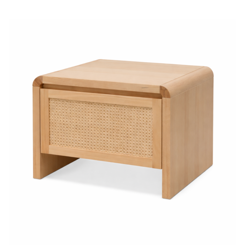 Byron Cane Bedside Table -Natural Oak Finish