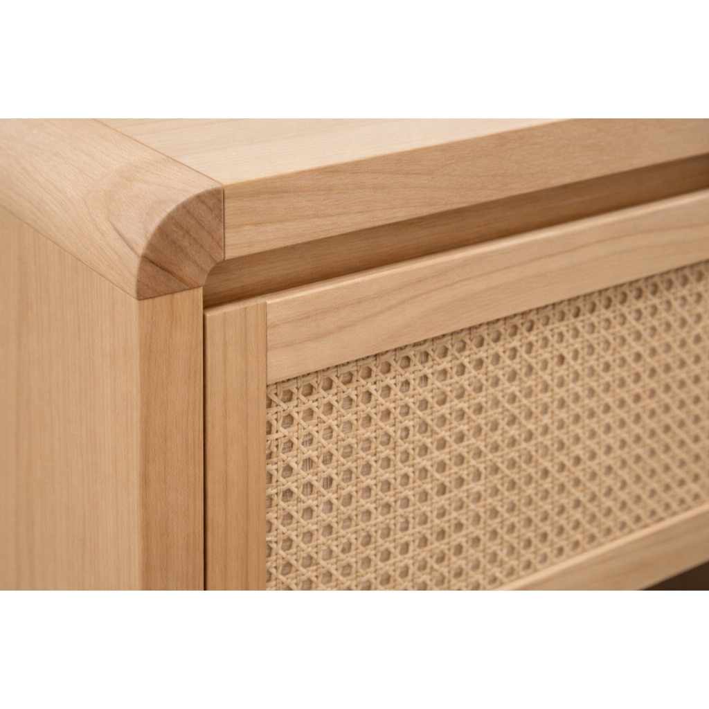 Byron Cane Bedside Table -Natural Oak Finish