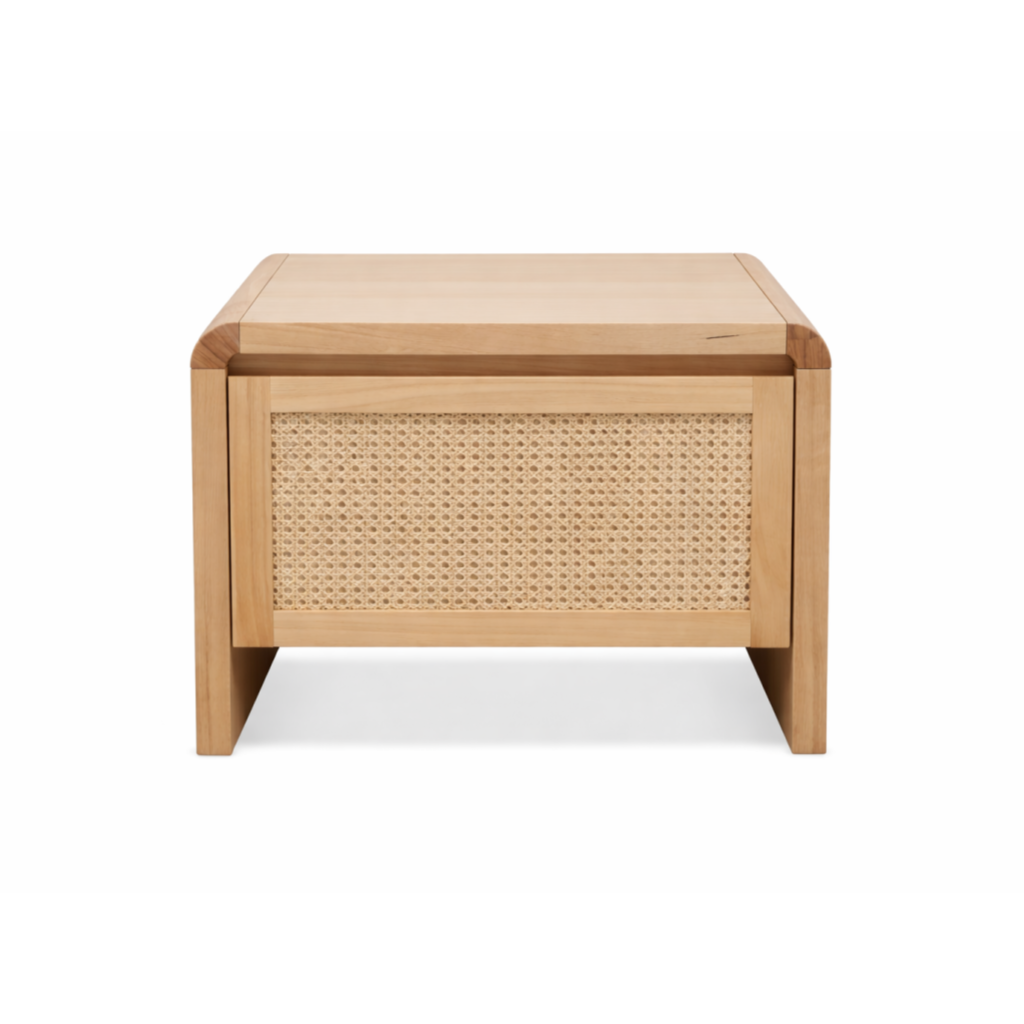 Byron Cane Bedside Table -Natural Oak Finish