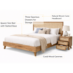 Coast Cane Bedroom Suite -Light Timber Bed Frame & Matching Set