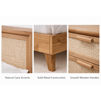 Coast Cane Bedroom Suite -Light Timber Bed Frame & Matching Set