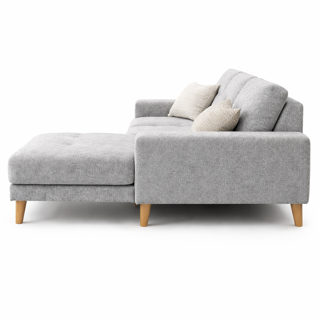 Club Fabric Corner Sofa -Light Grey Chaise