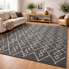 Dakota Geometric Rug -Charcoal & White