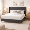 Eva Queen Bed -Upholstered Charcoal