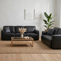 Chevron 3+2 Full Leather Sofa Set -Premium Black Lounge