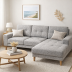 Club Fabric Corner Sofa -Light Grey Chaise