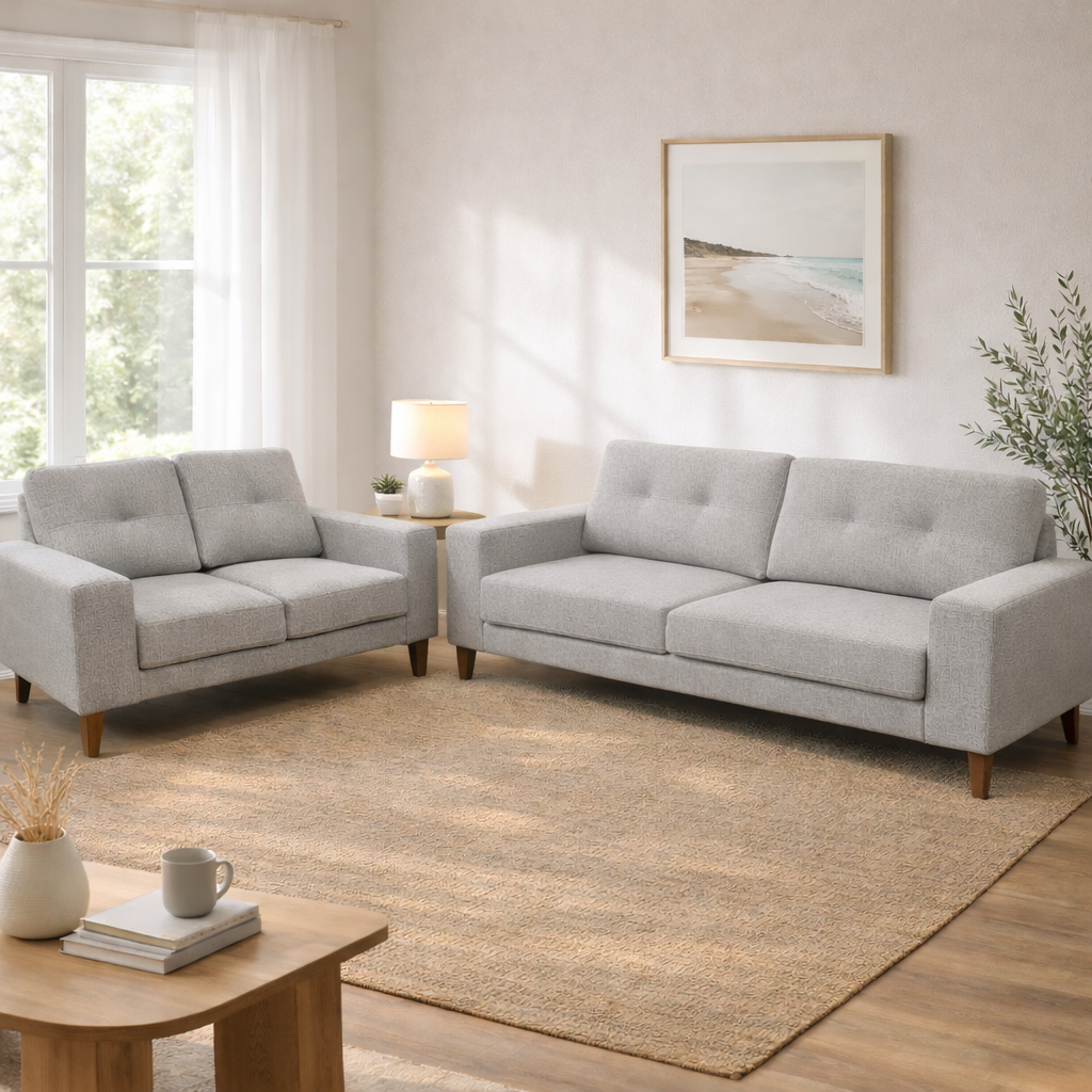 Club Fabric Sofa Set 3+2 -Light Grey