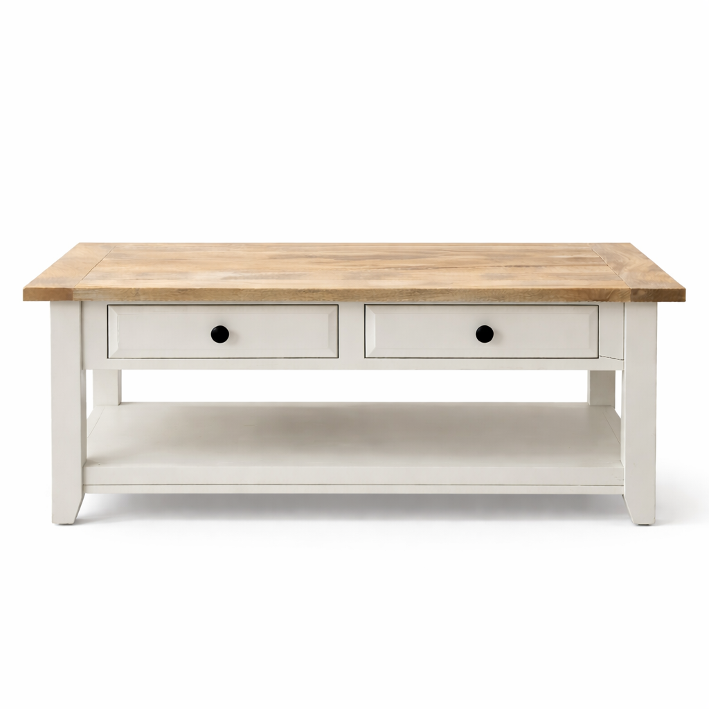 Newport Coffee Table -Coastal White & Timber Finish