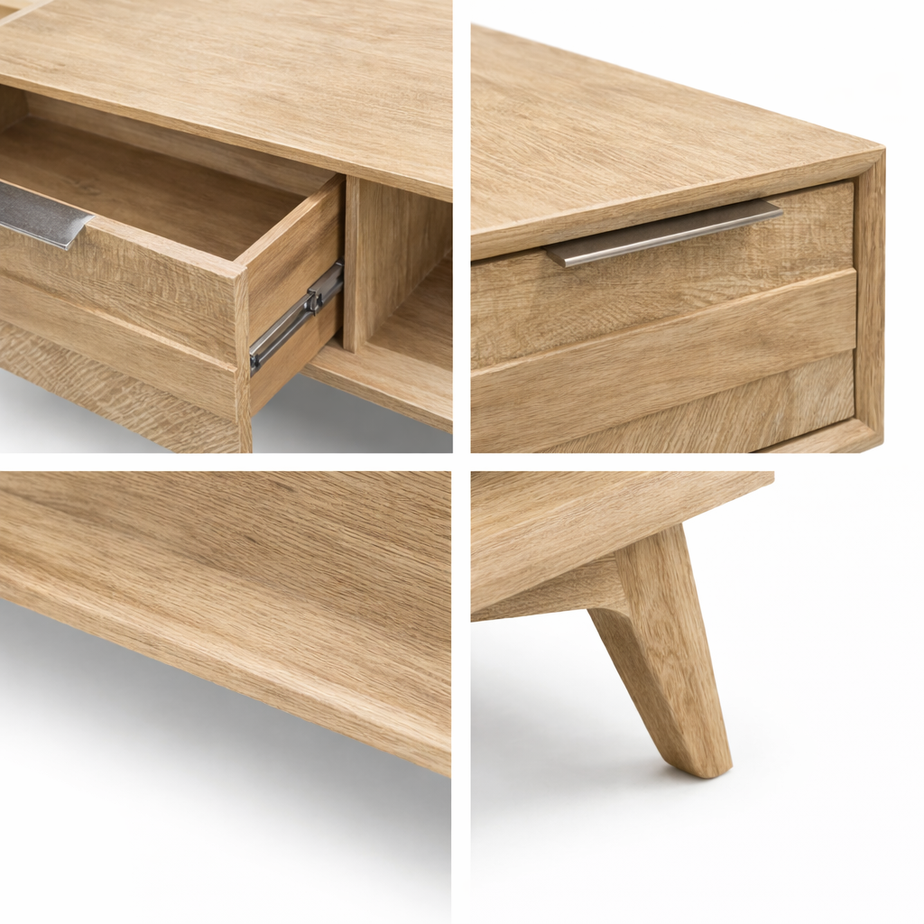 Larsen Coffee Table -2 Drawer Wood Living Room Table