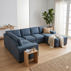 Colac Modular Corner Sofa -Deep Blue Fabric