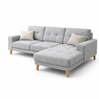 Club Fabric Corner Sofa -Light Grey Chaise