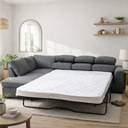 Kristie Fabric Corner Sofa Bed with Pull-Out Double Mattress -Dark Grey