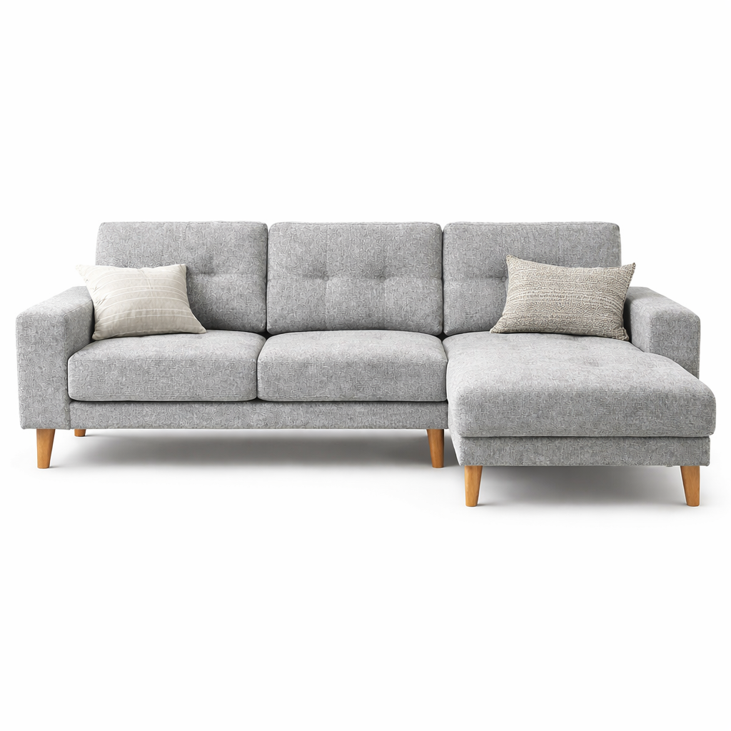 Club Fabric Corner Sofa -Light Grey Chaise
