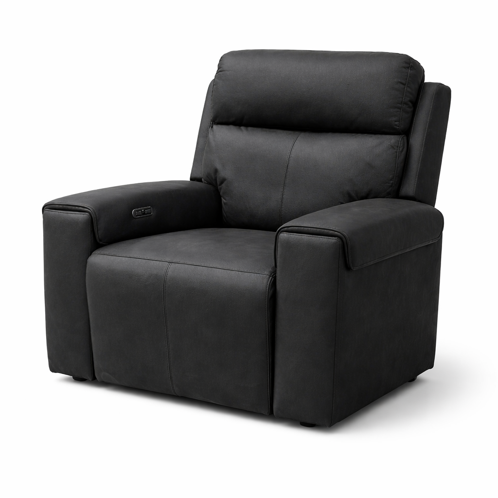 Jackson Leather Electric Recliner Armchair -Black