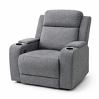 Nevada Fabric Electric Recliner Armchair -Grey with Cup Holder