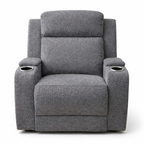 Nevada Fabric Electric Recliner Armchair -Grey with Cup Holder