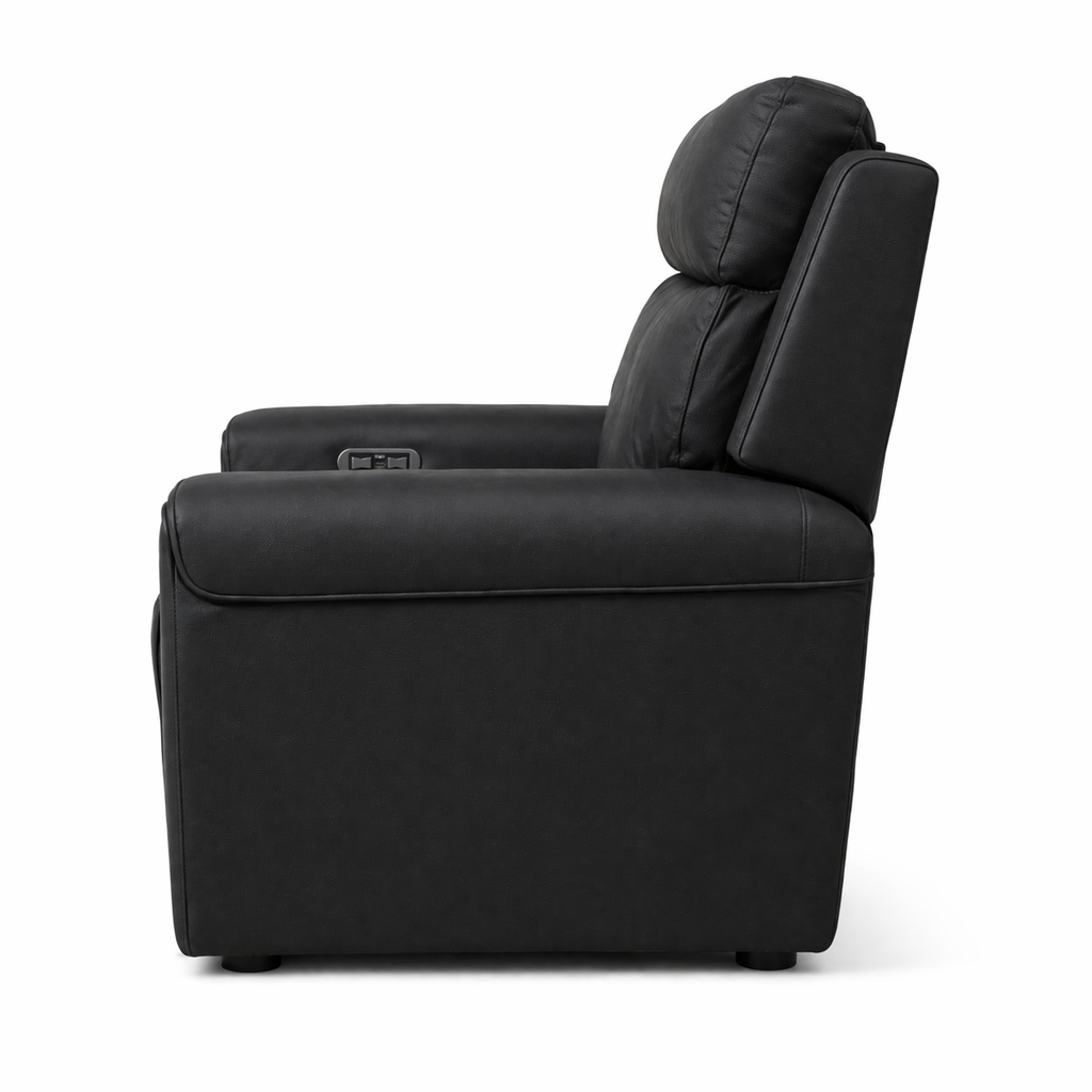 Jackson Leather Electric Recliner Armchair -Black