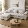 Eva Fabric Sofa Bed with Storage Chaise -Light Grey