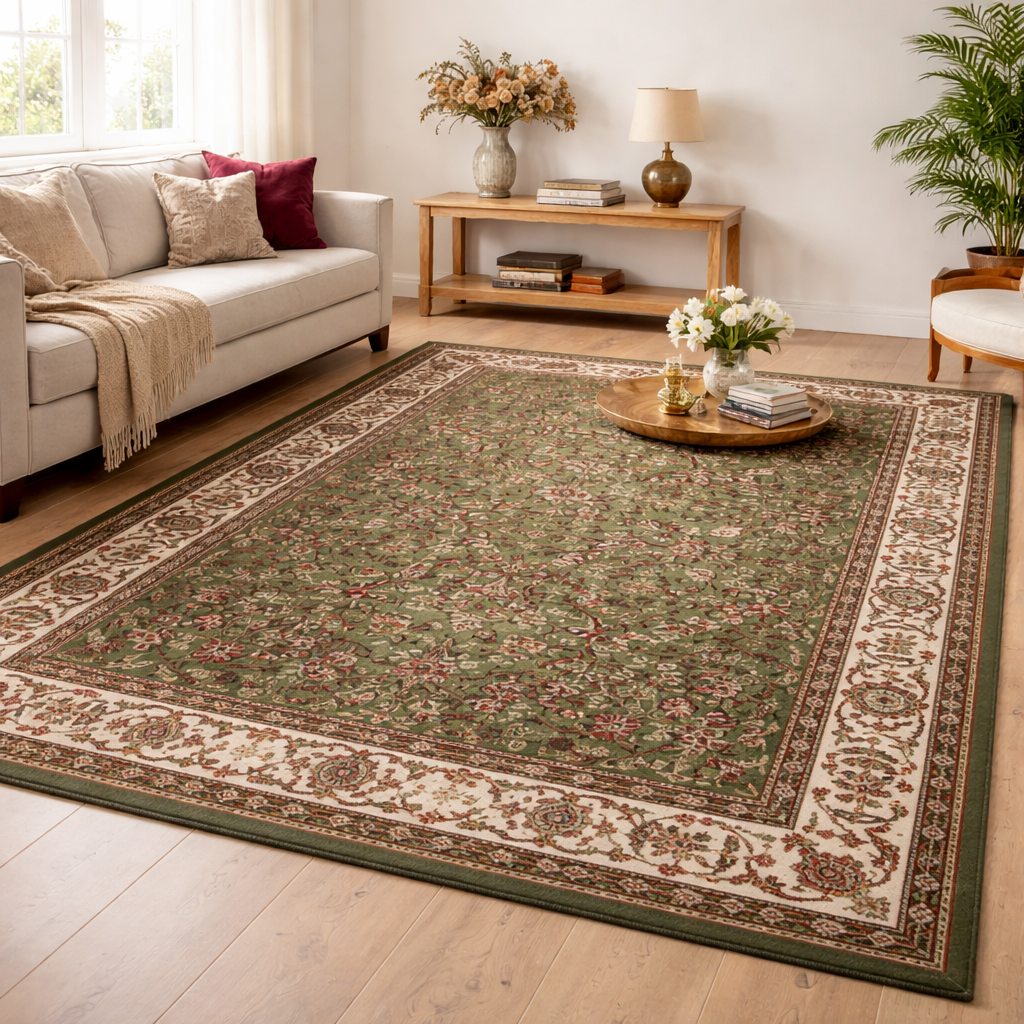 Verona Classic Persian Rug -Green & Red