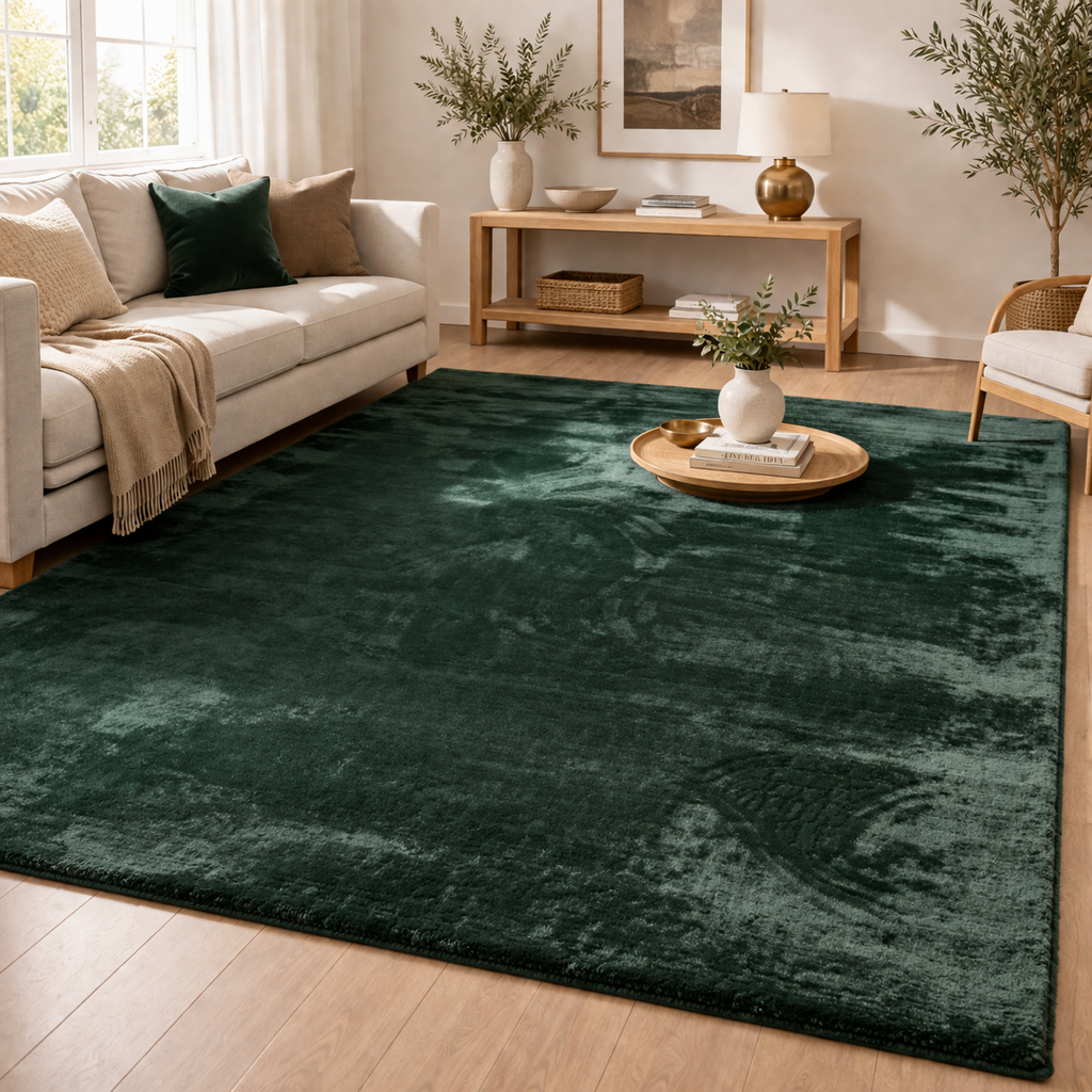 Celine Plush Velvet Rug -Deep Green