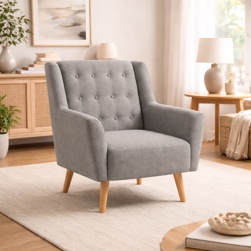 Harper Fabric Armchair -Grey Accent Chair