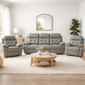 Cosmic 3 + 1 + 1 Manual Recliner Leather Sofa Set -Grey