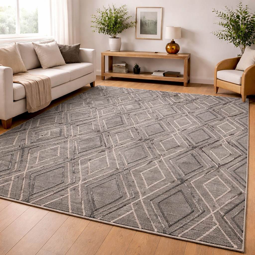 Hudson Linear Geometric Rug -Grey Tone