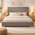 Ritz King Bed Frame -Upholstered Grey Tufted