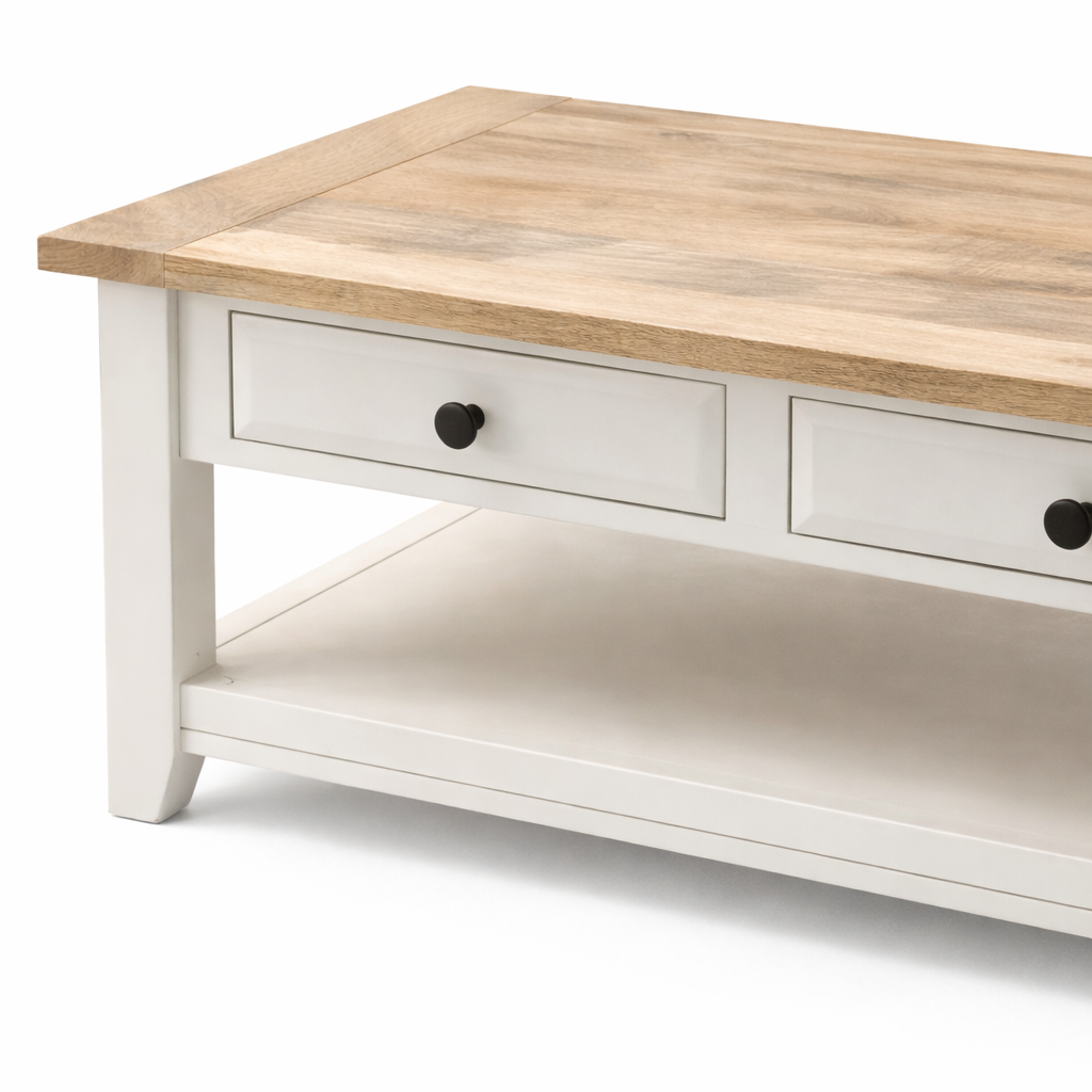 Newport Coffee Table -Coastal White & Timber Finish