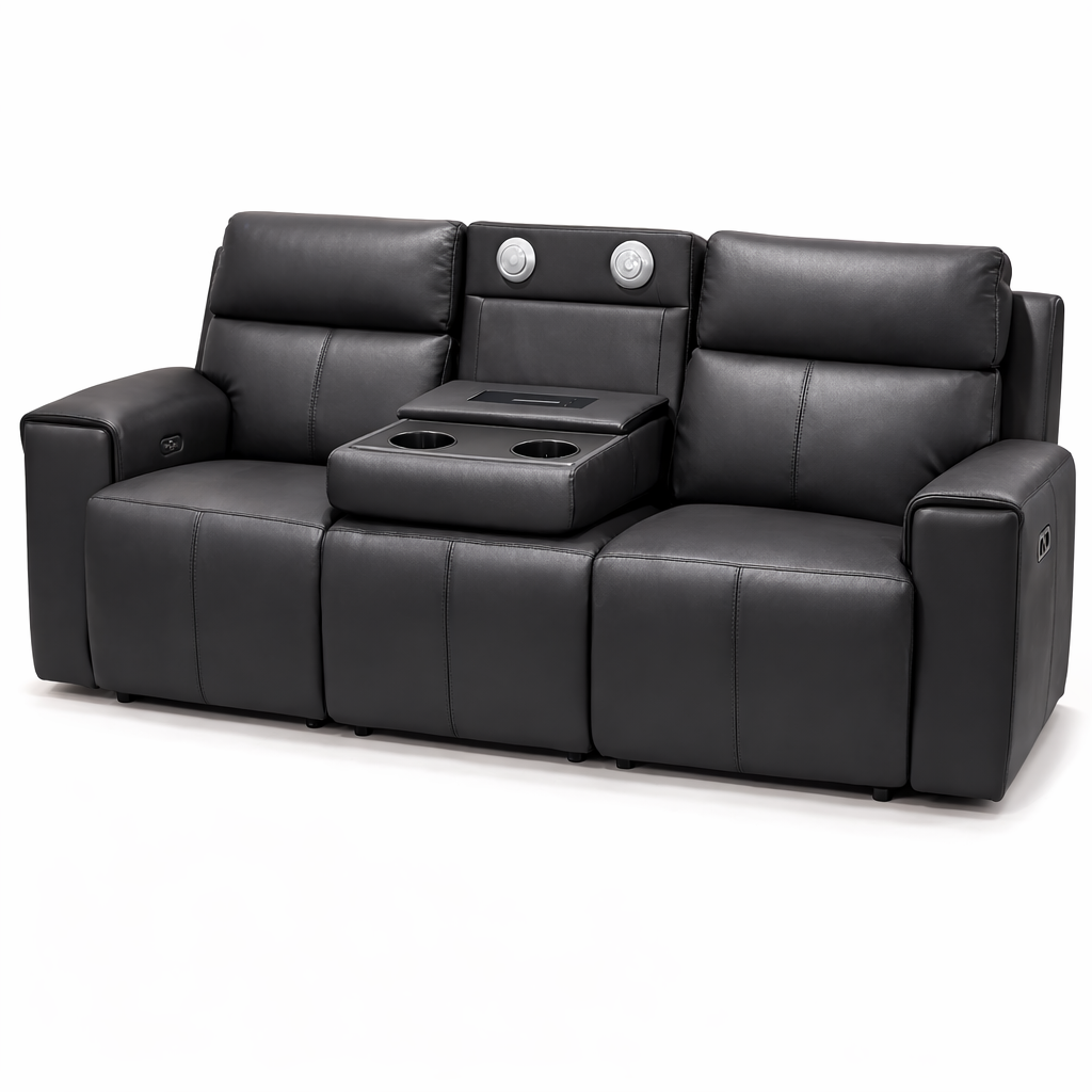 Jackson Leather Electric Recliner Sofa -3 Seater Black