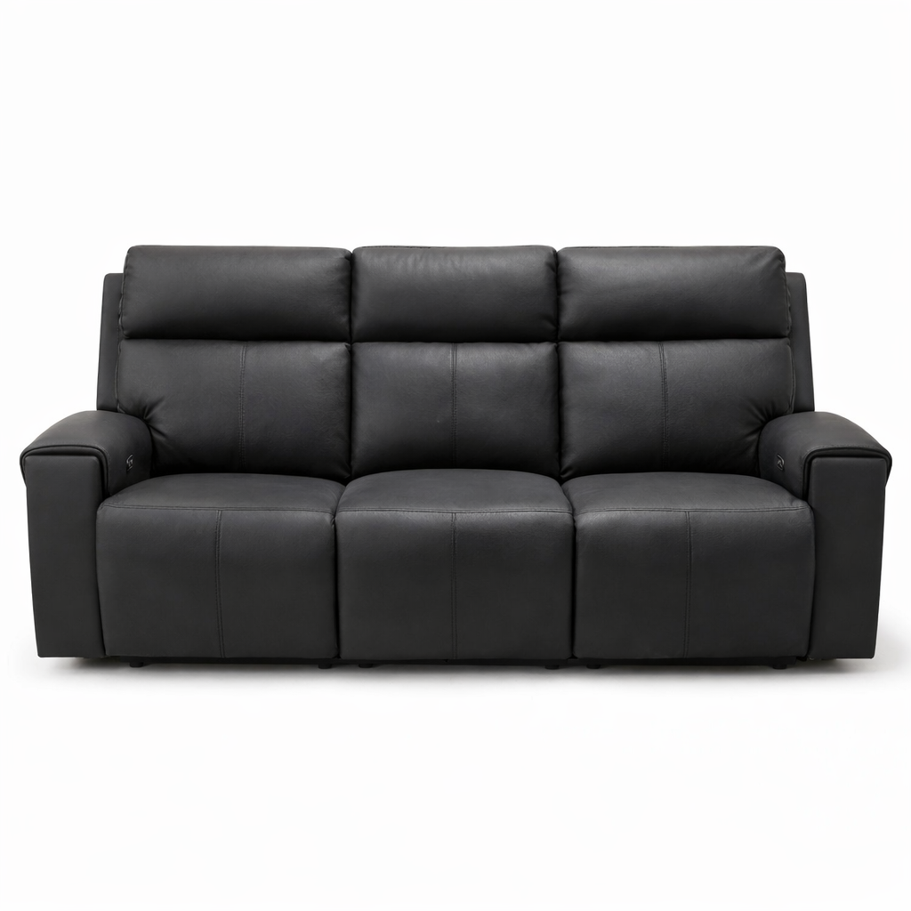Jackson Leather Electric Recliner Sofa -3 Seater Black