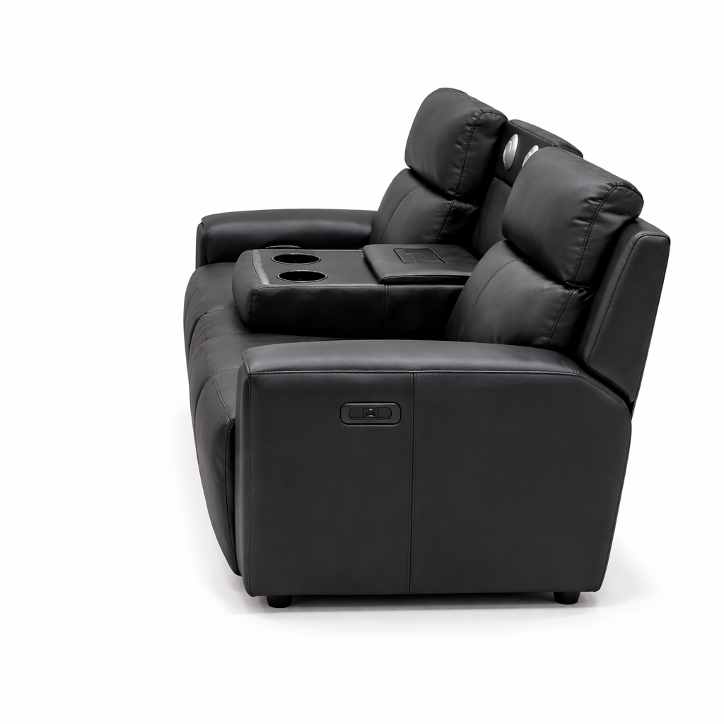 Jackson Leather Electric Recliner Sofa -3 Seater Black