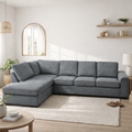 Kristie Fabric Corner Sofa Bed with Pull-Out Double Mattress -Dark Grey