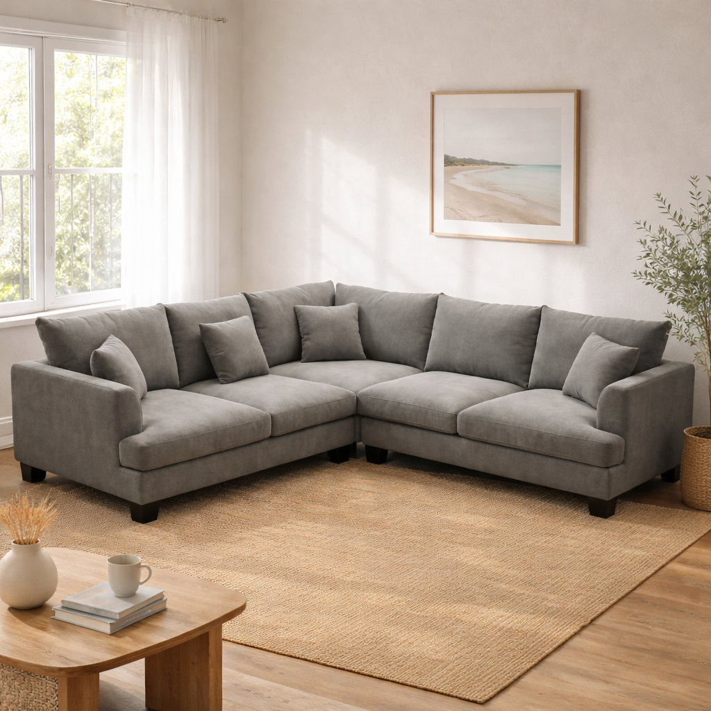 LA Deep Seat Corner Suite -Charcoal Fabric