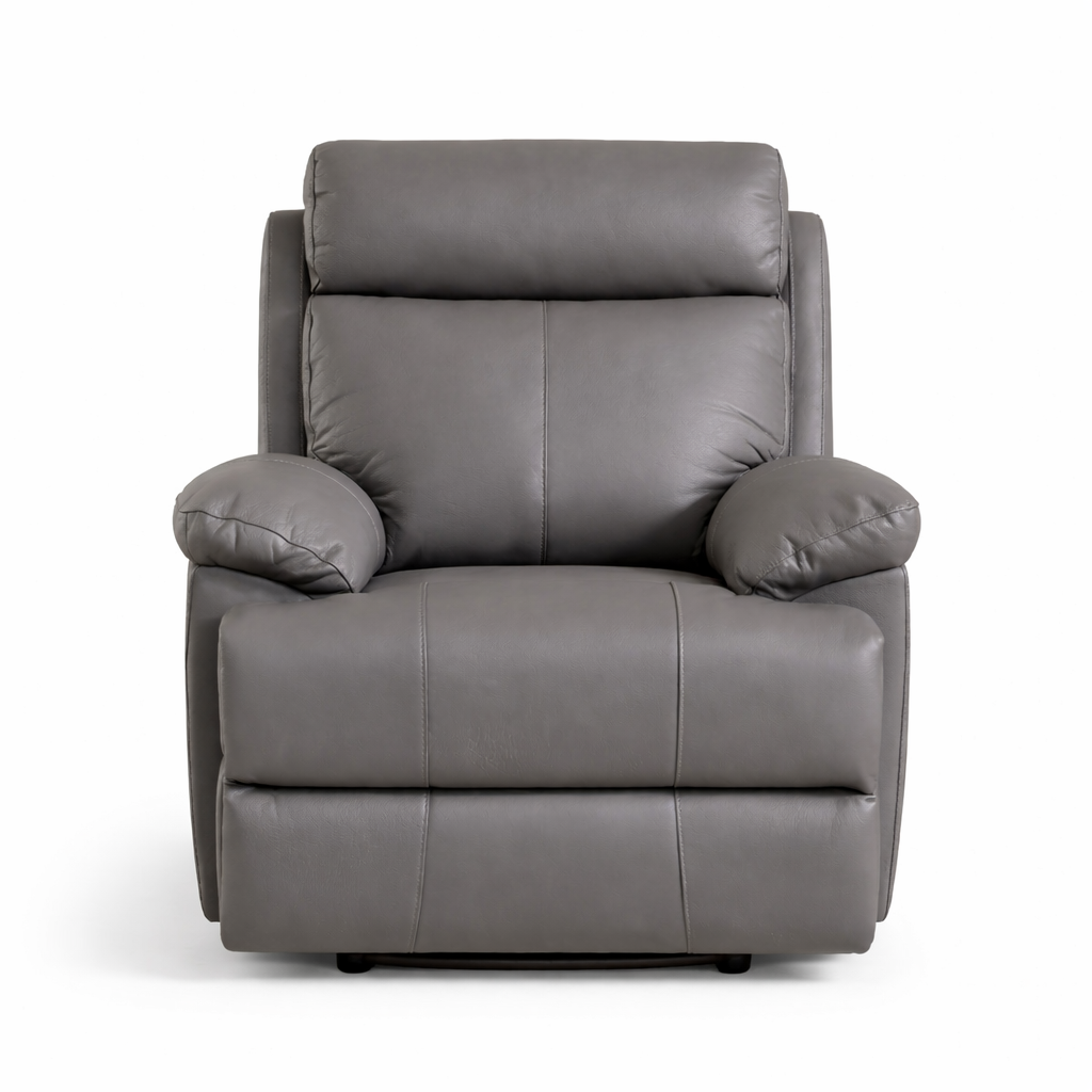 Jersey Leather Electric Recliner Armchair -Grey