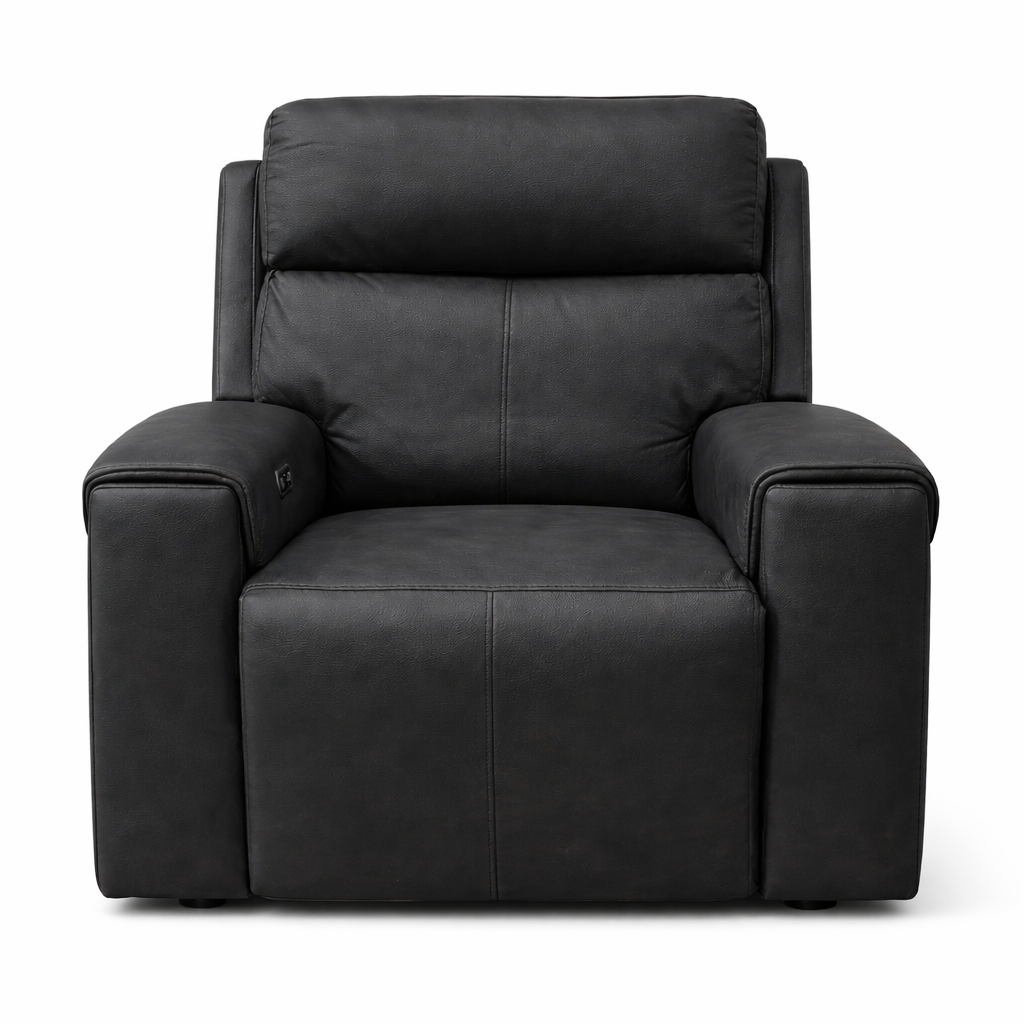 Jackson Leather Electric Recliner Armchair -Black