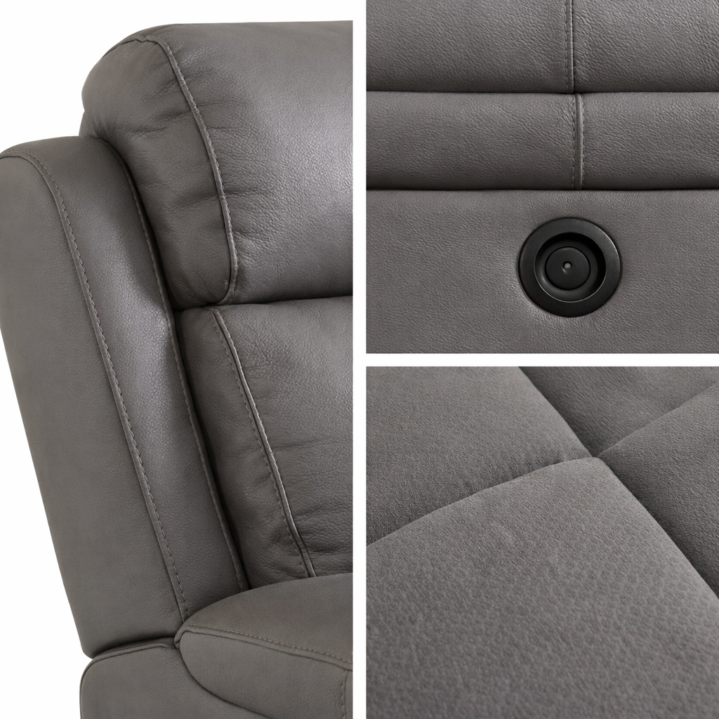 Jersey Leather Electric Recliner Armchair -Grey
