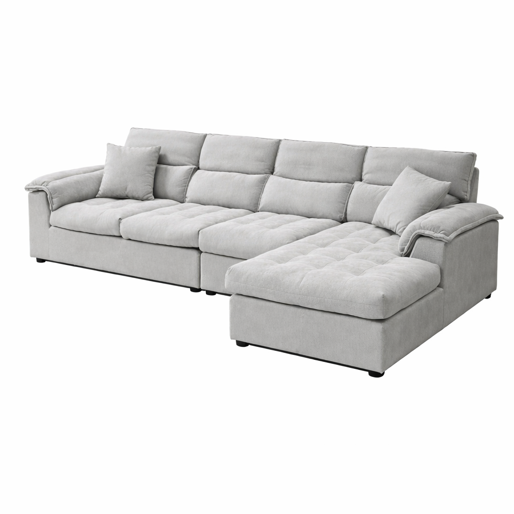 Amanda Goose Down Pet-Friendly Sofa -Light Grey Chaise