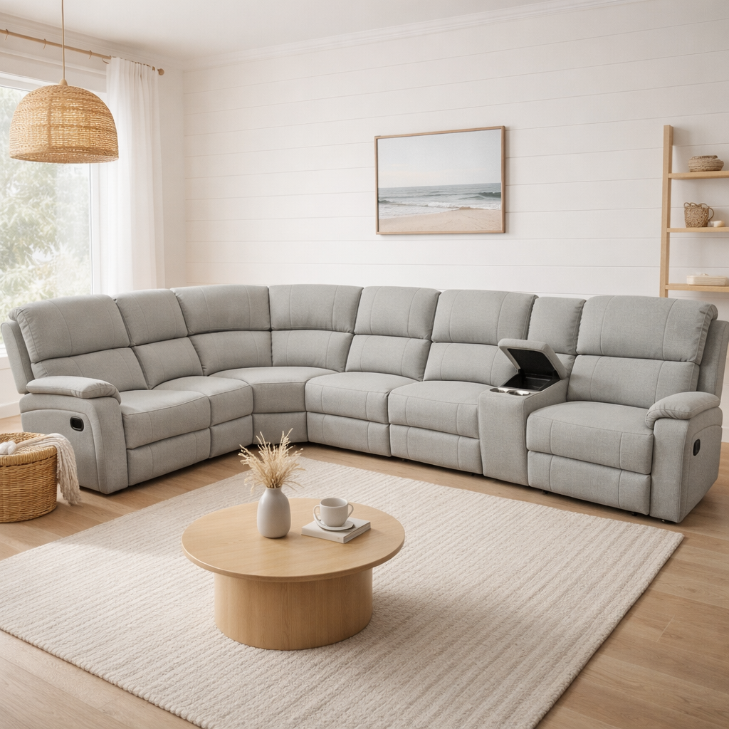 Virgo Corner Manual Recliner Suite -Light Grey