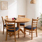 Mackey Round Dining Table -Natural Wood Finish