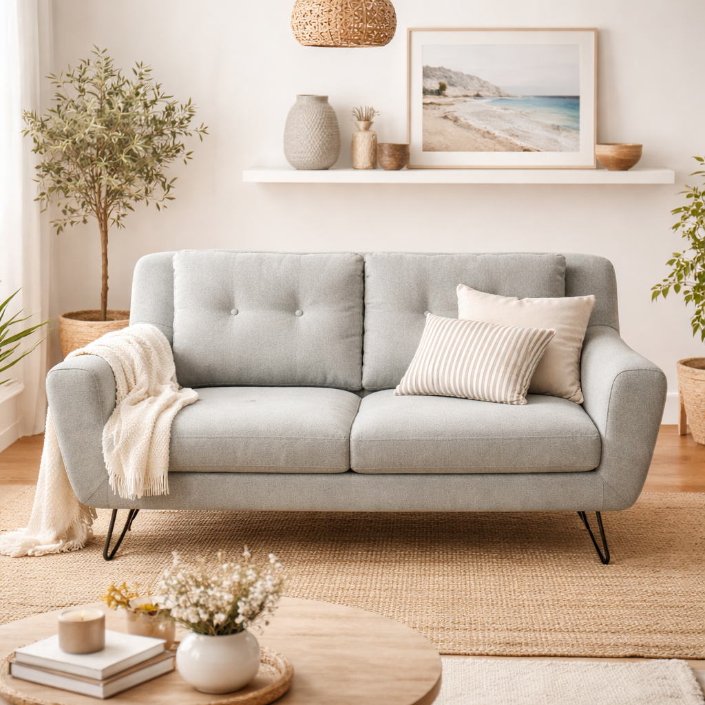 Metro 2 Seater Sofa -Light Grey Fabric