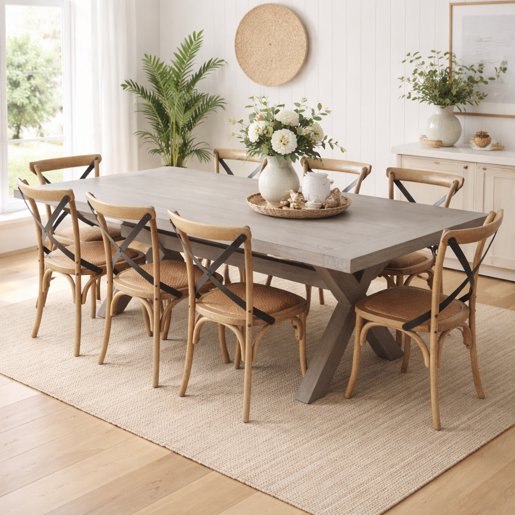 Montack 9 Piece Dining Set -Timber Table with 8 Chairs