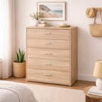 Natural Oak Tallboy -5 Drawer Chest