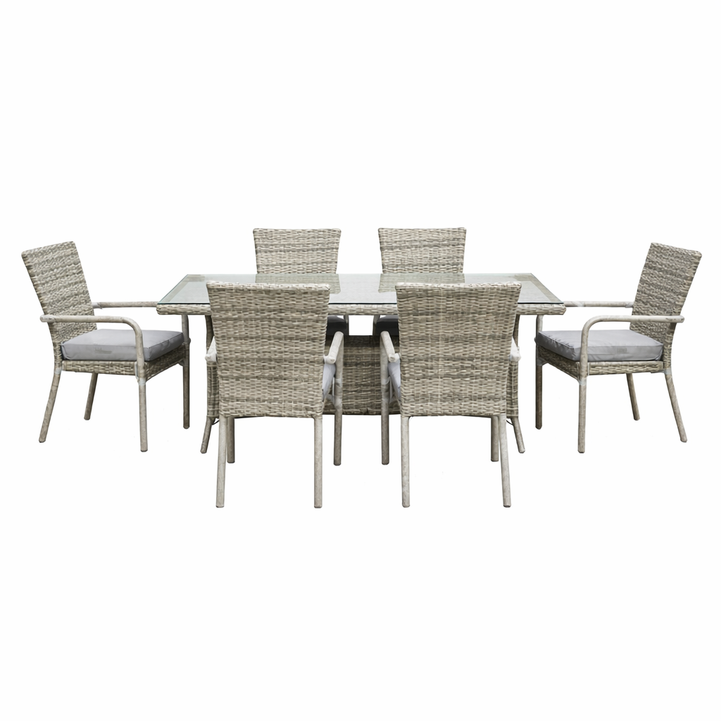 Priestly Outdoor Dining Set -7 Piece Wicker Table & Chairs