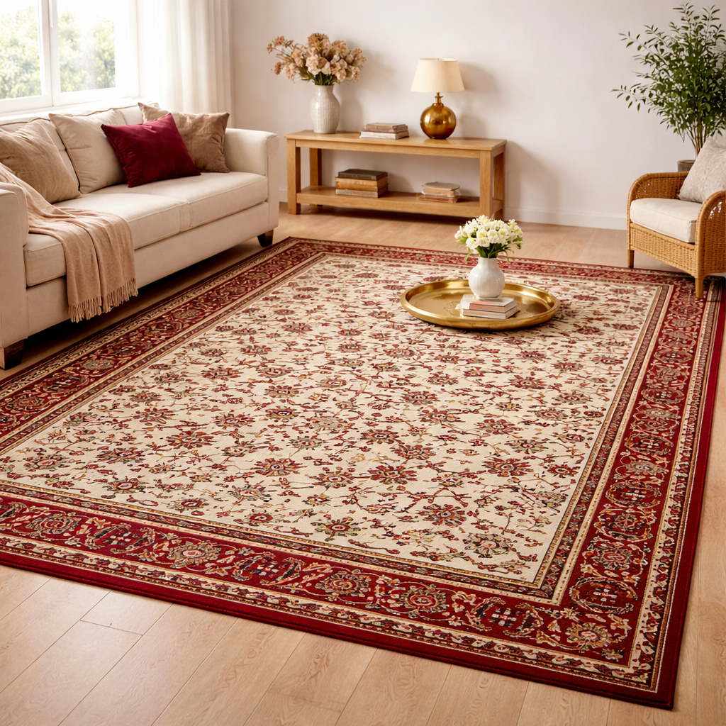 Mochka Classic Persian Rug -Red & Ivory