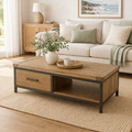 Portland Coffee Table -Timber & Black Frame