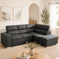 Positano Fabric Corner Sofa Bed with Storage & Hidden Footstools