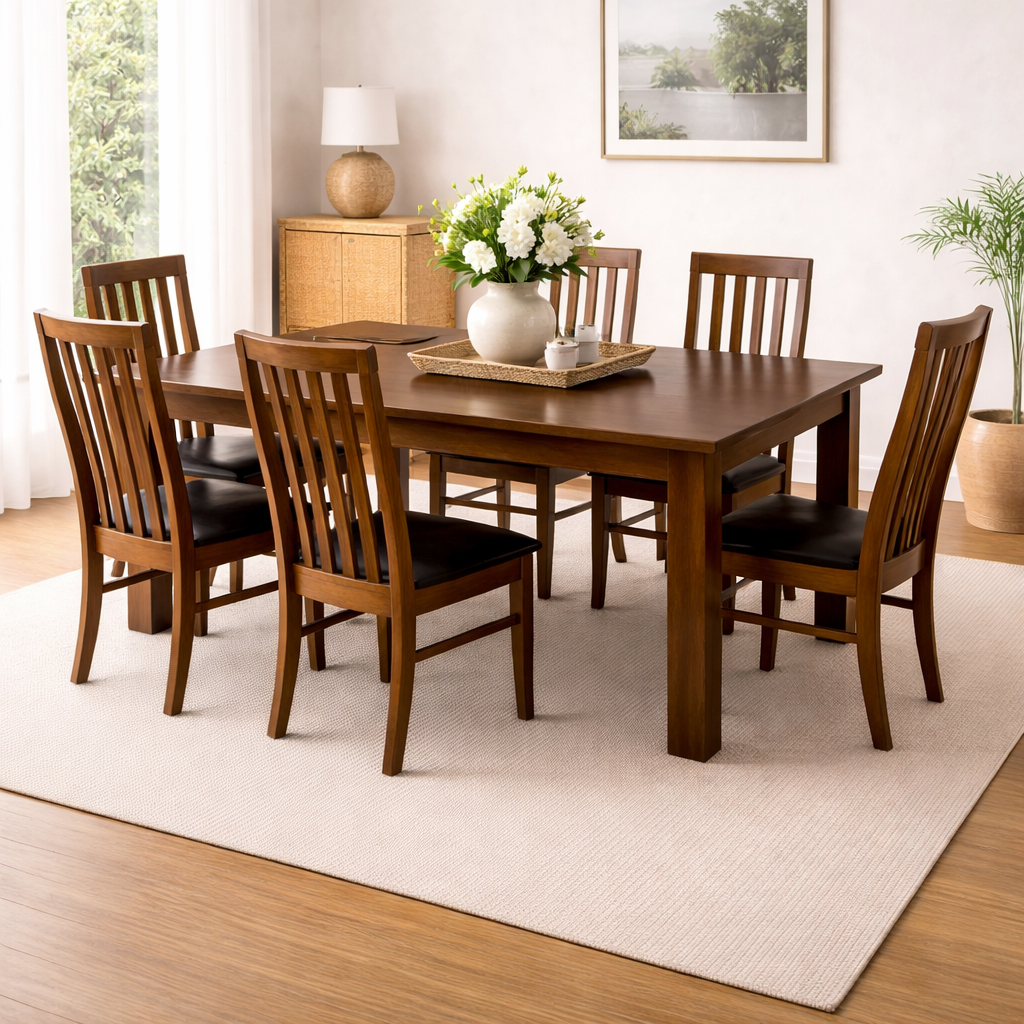 Richmond Timber Dining Set -6 Seater (7PC)